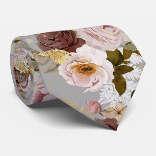 PixDezine H2 Burgundy Blush Roses DIY Background N Neck Tie