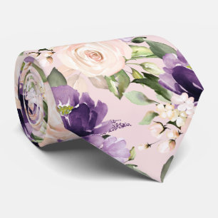 PixDezine H2 Flowers Aubergine Blush Roses Ne Neck Tie