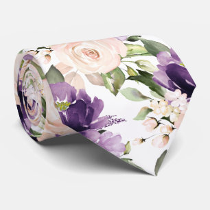 PixDezine H2 Flowers Aubergine Blush Roses  Ne Neck Tie
