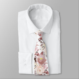 PixDezine H2 Flowers Dusty Rose Blush Roses Neck Tie