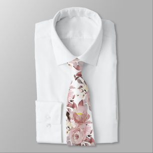 PixDezine H2 Flowers Dusty Rose Roses Neck Tie