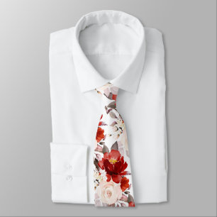 PixDezine H2 Flowers Rust Orange Pink Hues Roses Neck Tie