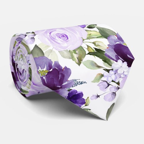 PixDezine H2 Flowers Violet Lilac Purple Roses Neck Tie