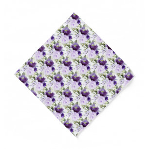 PixDezine H2 Violet Lilac Purple Roses Sq Pocket Bandana
