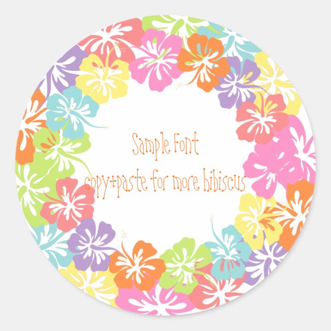 PixDezine hibiscus lei/DIY background color Classic Round Sticker (Front)