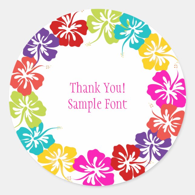 PixDezine hibiscus lei/DIY background color Classic Round Sticker (Front)