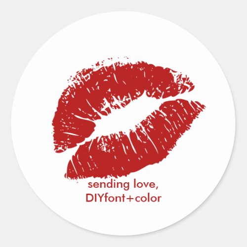 PixDezine kissred lips Classic Round Sticker