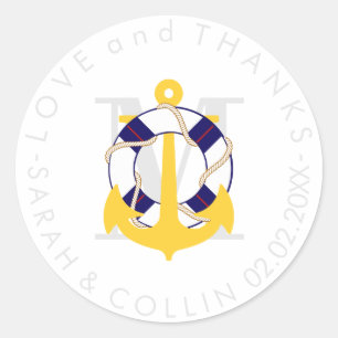 PixDezine nautical/anchor/lifesaver/ Classic Round Sticker