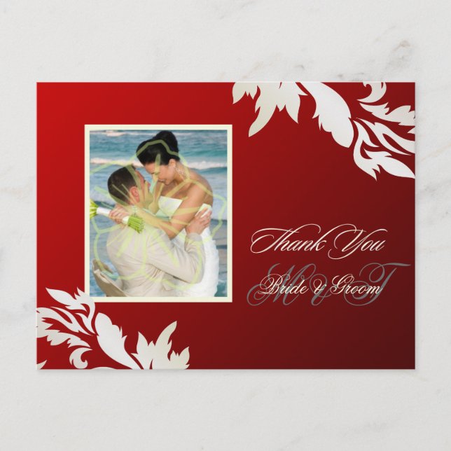 PixDezine Pearl Damask Thank You postcards (Front)