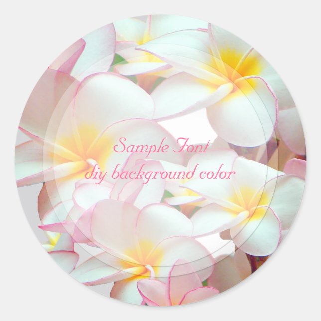 PixDezine pink plumeria/DIY background color Classic Round Sticker (Front)