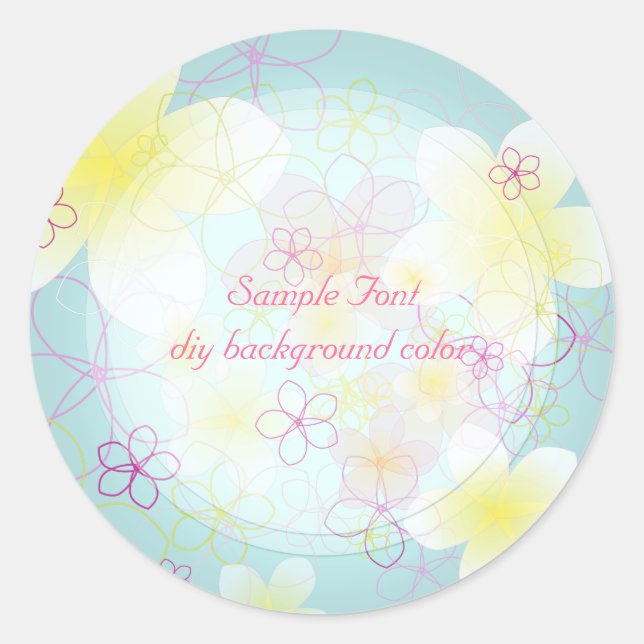 PixDezine plumeria/DIY background color Classic Round Sticker (Front)