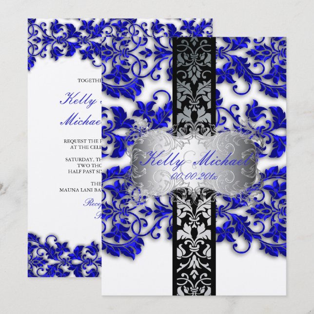 PixDezine tanza damask/diy fonts+backgrounds Invitation (Front/Back)