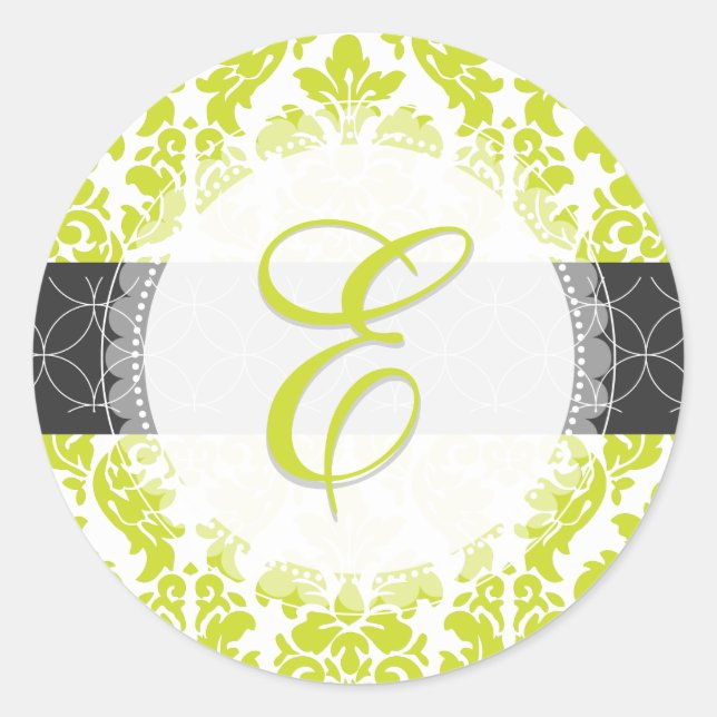 PixDezine versailles damask/monogram/diy colors Classic Round Sticker (Front)