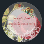 PixDezine vintage red rose chalkboard Classic Round Sticker<br><div class="desc">PixDezines chalkboard and vintage roses.  Botanical illustrations by Pierre Redoute with rococo...    Easy customizable.  DIY fonts and fonts color as well.

Copyright © 2008-2016 PixDezines.com™ and PixDezines™ on Zazzle.com.  All rights reserved.</div>