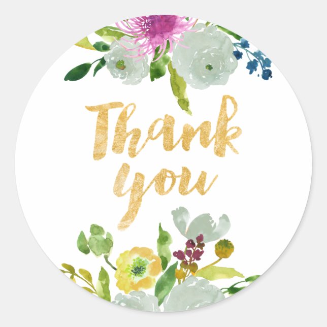 PixDezine watercolor floral/mint ranunculus Classic Round Sticker (Front)