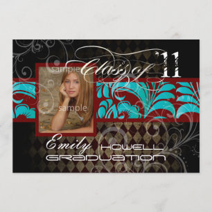 PixDezines 2011 Graduation, Harlequin Invitation