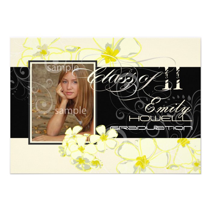 PixDezines 2011 Graduation, Plumeria Personalized Invitation