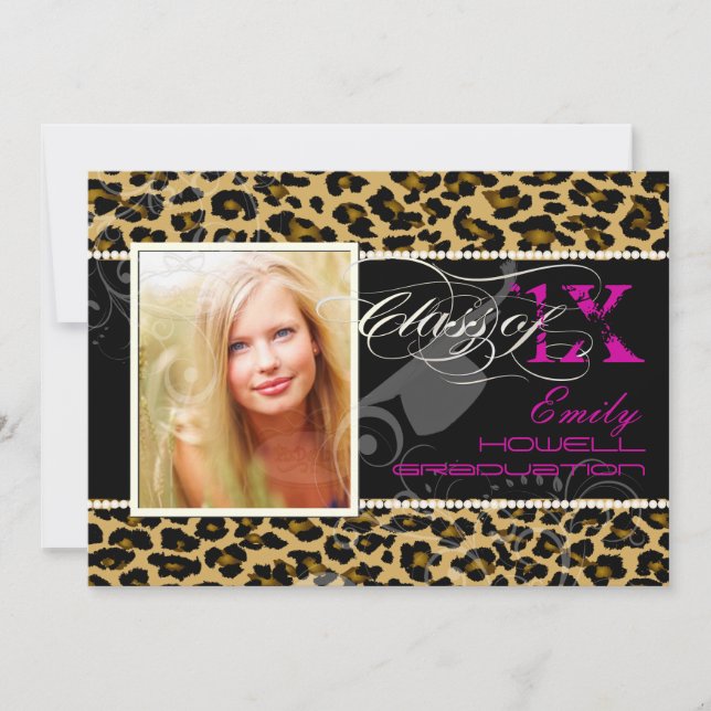 PixDezines 2012 Grads, cheetah print/diy colors Invitation (Front)