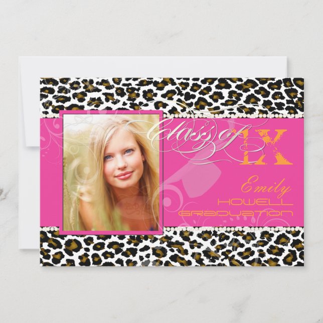 PixDezines 2012 Grads, cheetah print/diy colors Invitation (Front)