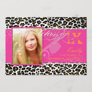 PixDezines 2012 Grads, cheetah print/diy colors Invitation
