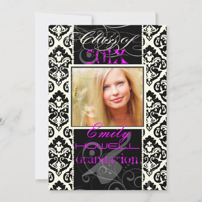 PixDezines 2012 Grads, olivia damask/diy colors Invitation (Front)