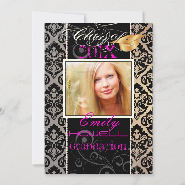 PixDezines 2012 Grads, olivia damask/diy colors Invitation (Front)