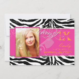 PixDezines 2012 Grads, zebra print/diy colors Invitation