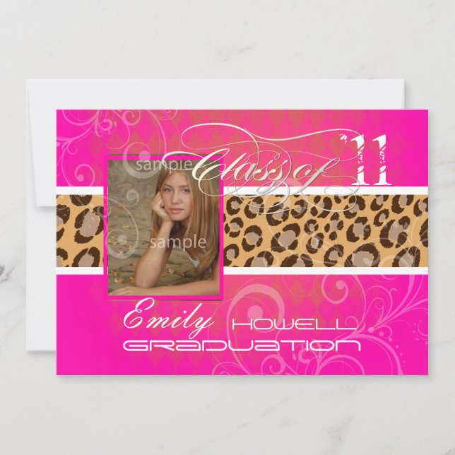 PixDezines 2012 graduation/leopard/diy Invitation (Front)