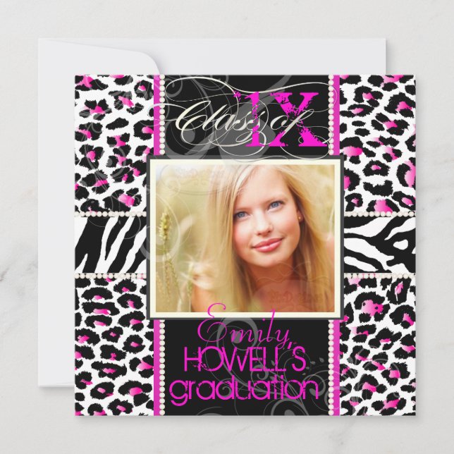 PixDezines 2013 Grads, cheetah print/diy colors Invitation (Front)