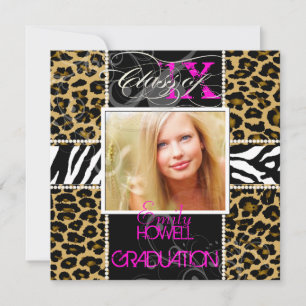 PixDezines 2013 Grads, cheetah+zebra/diy colors Invitation