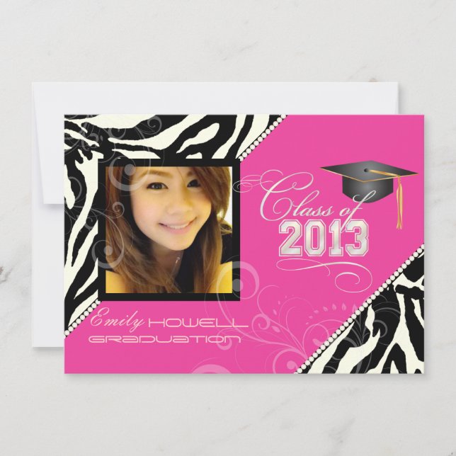PixDezines 2013 Grads, zebra print/diy colors Invitation (Front)