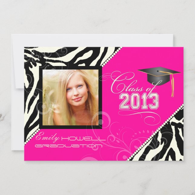 PixDezines 2013 Grads, zebra print/diy colors Invitation (Front)