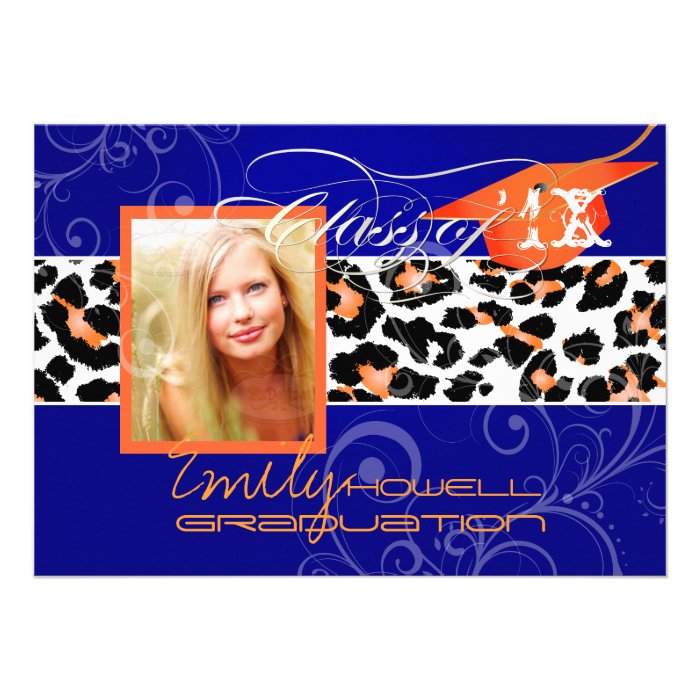 PixDezines 2013 graduation/cheetah/diy background Personalized Invitation