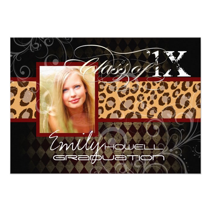 PixDezines 2013 graduation/leopard/diy background Personalized Invitations