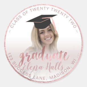 PixDezines 2018 Graduation/Marble+Faux Rose Gold Classic Round Sticker
