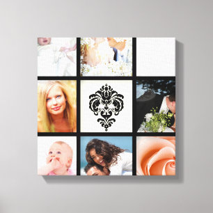 PixDezines 9-Photo On Canvas, Black Frame Template Canvas Print