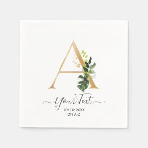 PixDezines A-Z Faux Gold Monogram Tropical Foliage Napkins