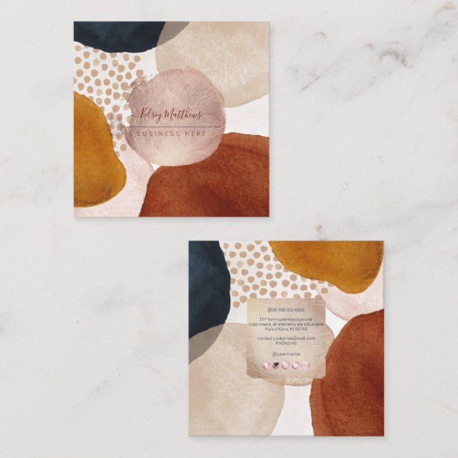 PixDezines Abstract Arrangement H2 Rose Gold  Busi Square Business Card (Front/Back)
