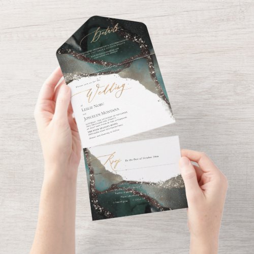 PixDezines Abstract At Sea Marine Blue All In One Invitation