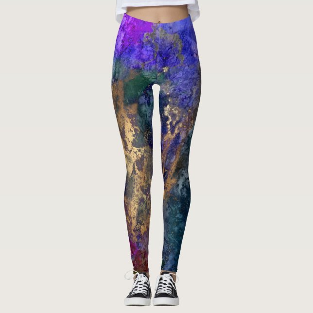 PixDezines Abstract Galaxy / Cosmic Energy Leggings (Front)