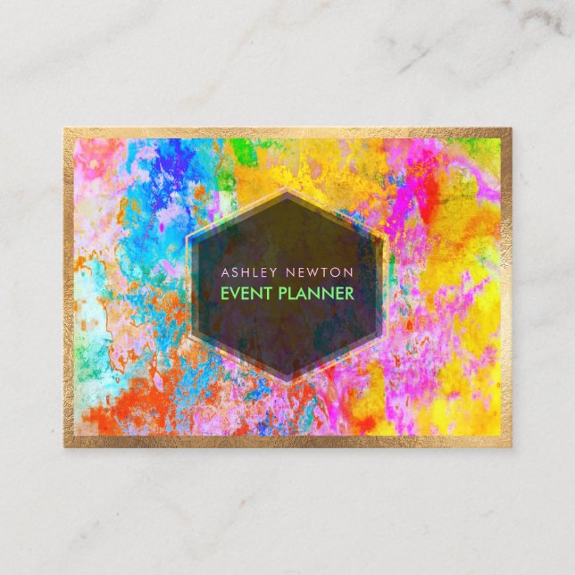 PixDezines Abstract Galaxy/Neon colors Business Card (Front)