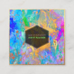 Pixdezines Abstract Galaxy/neon Colors Square Business Card at Zazzle