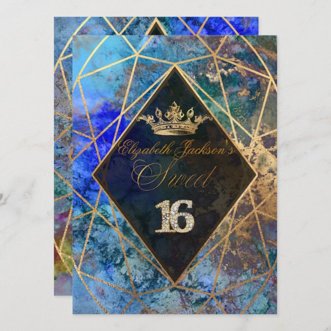 PixDezines Abstract Galaxy/Sweet+16 Invitation (Front/Back)