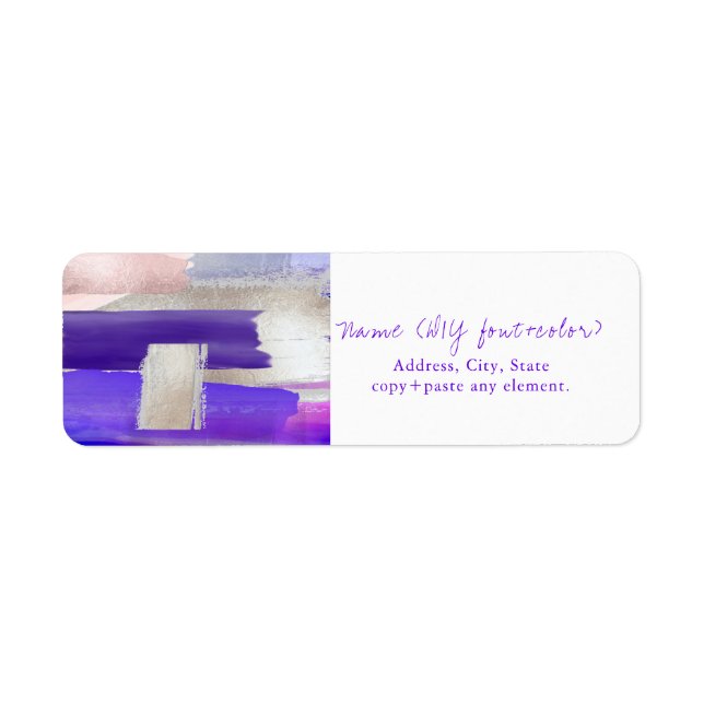 PixDezines Abstract Watercolor Ultraviolet Silver Label (Front)