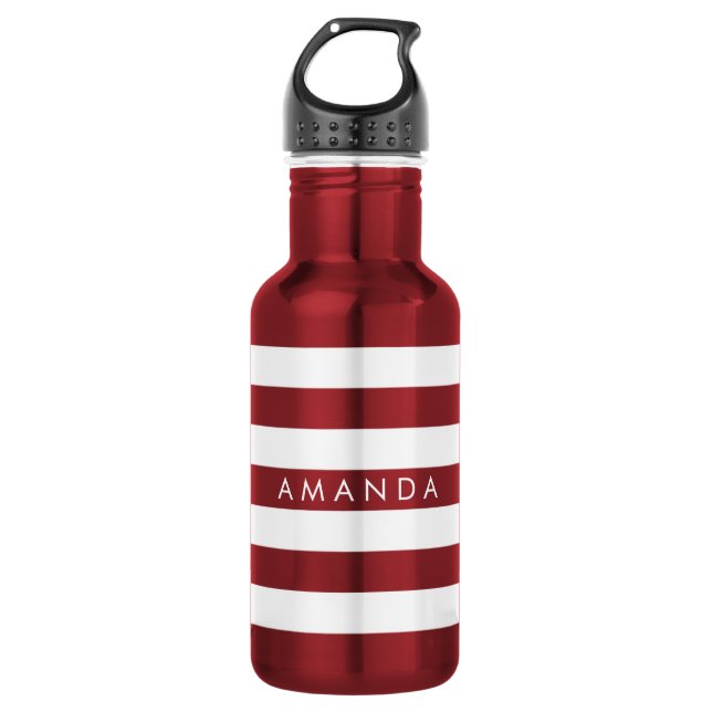 PixDezines adjustable white stripes/diy background Water Bottle (Front)
