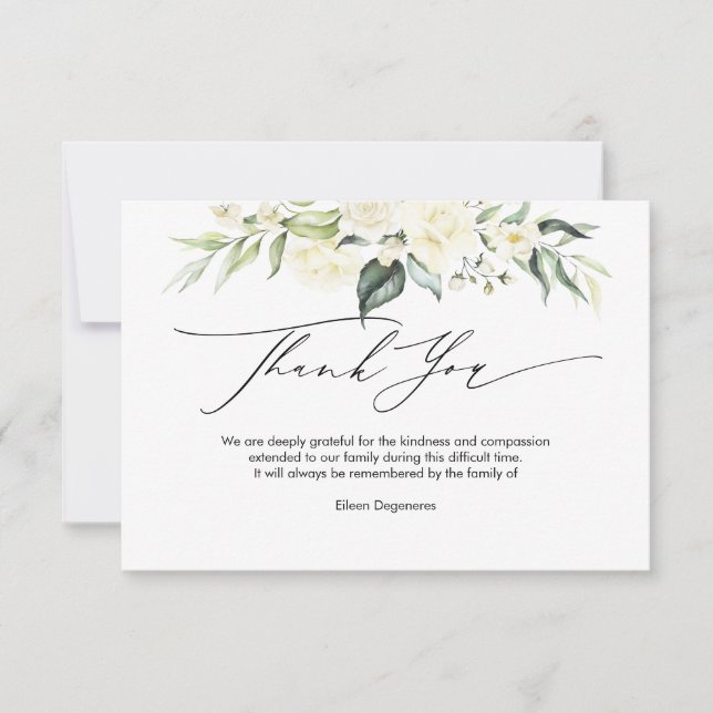PixDezines Alabaster Roses Bereavement Thank You I Invitation (Front)