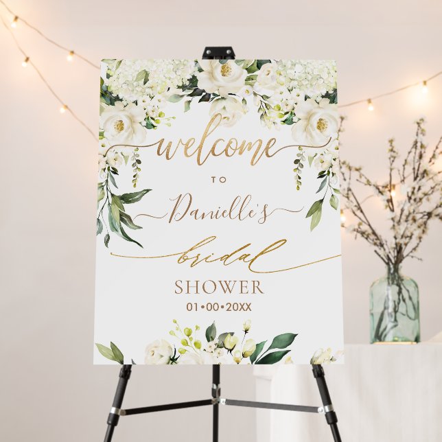 PixDezines Alabaster Roses Welcome Bridal Shower Foam Board (In Situ (Stand))