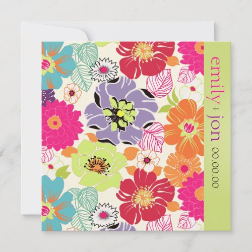 PixDezines alegre retro floral Invitation