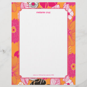 PixDezines Alegre Retro Floral, Monogram available Letterhead