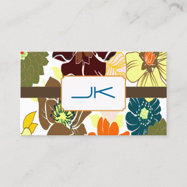 PixDezines alegre retro foral, DIY background Business Card (Front)